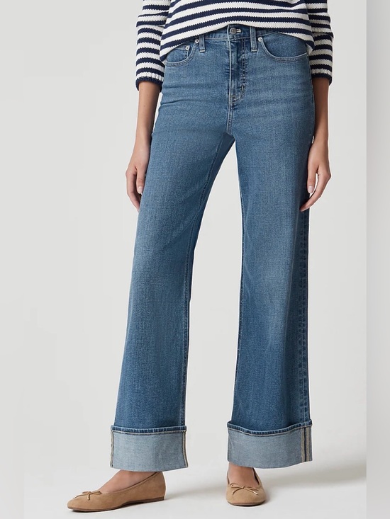 J. Crew Factory Denim - J. Crew Factory Classic Wide Leg Cuffed Jean Women’s Size 28 NEW Blue Jeans